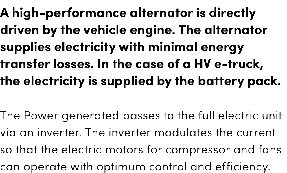 A high-performance alternator is directly driven by the vehicle engine. The alternator supplies electricity with mini...