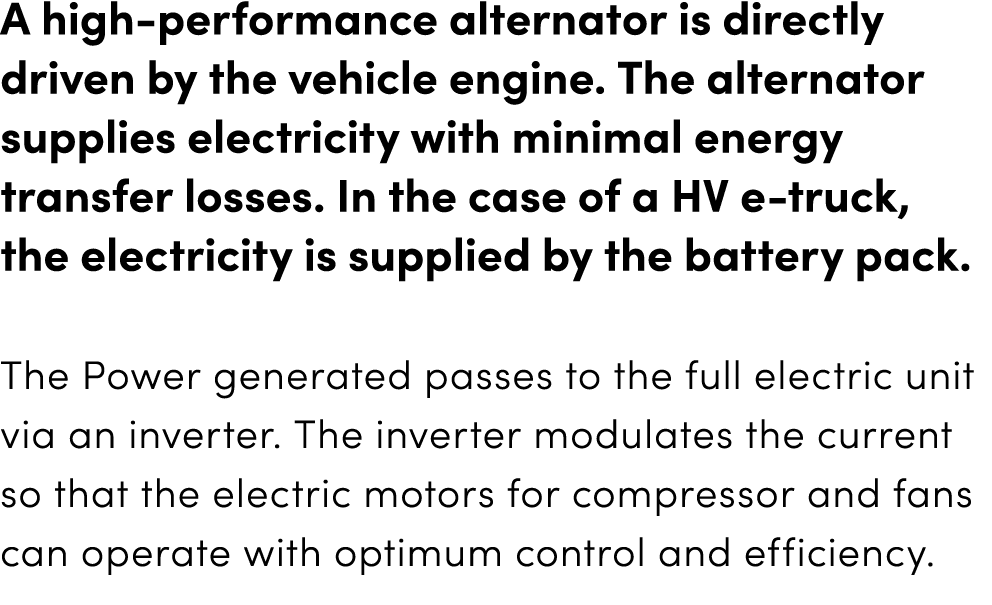 A high-performance alternator is directly driven by the vehicle engine. The alternator supplies electricity with mini...