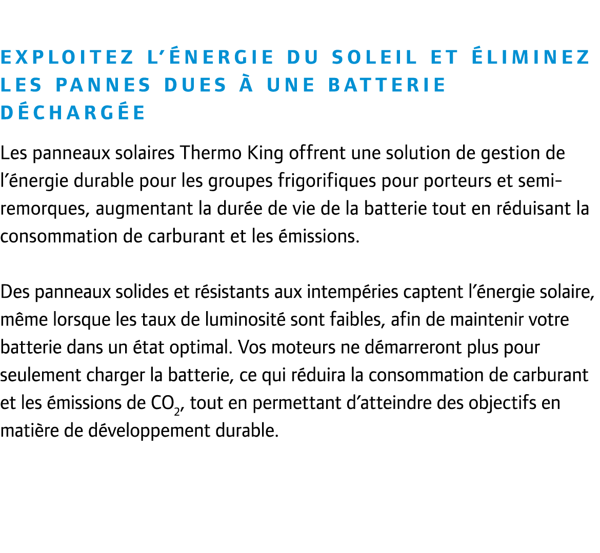 Exploitez l’ nergie du soleil et liminez les pannes dues   une batterie d charg e Les panneaux solaires Thermo King ...