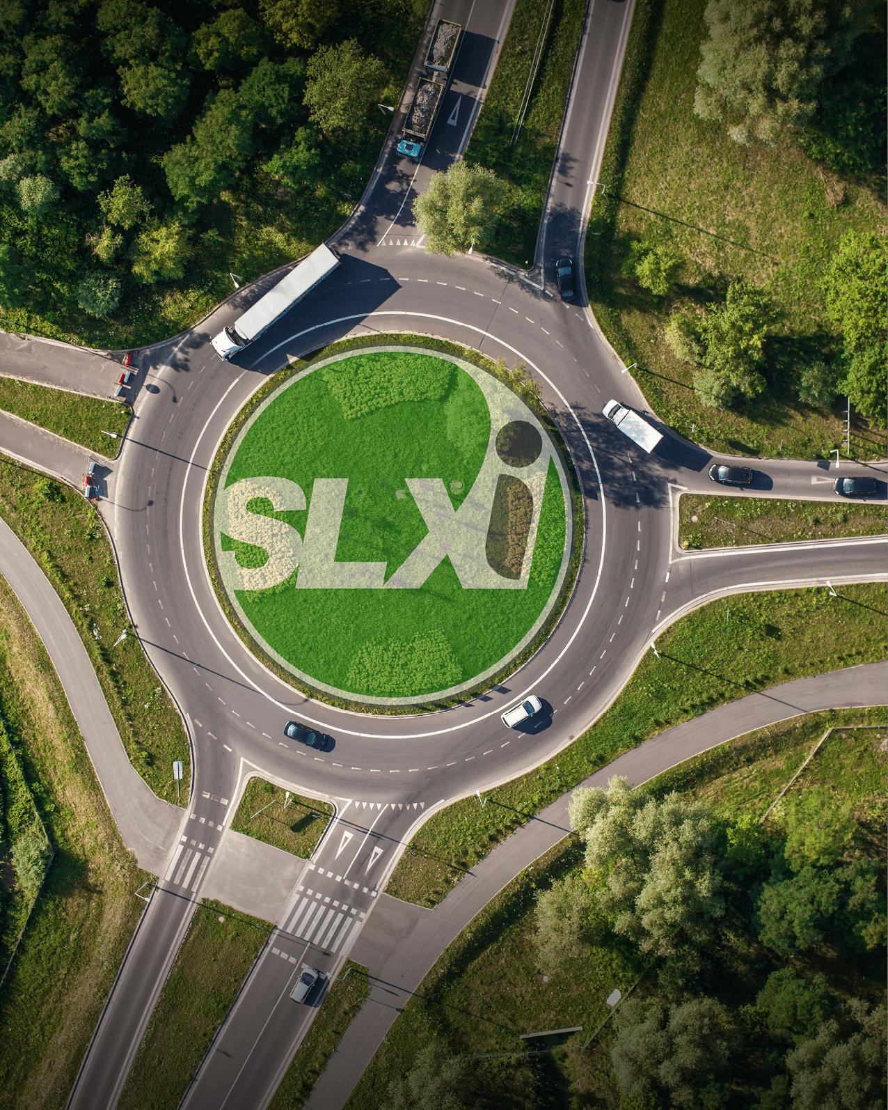 aerial view of roundabout in wroclaw city