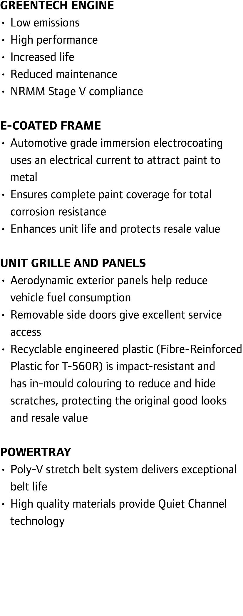 GreenTech Engine • Low emissions • High performance • Increased life • Reduced maintenance • NRMM Stage V compliance ...