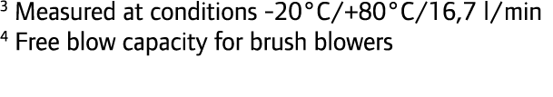 3 Measured at conditions -20°C/+80°C/16,7 l/min 4 Free blow capacity for brush blowers 