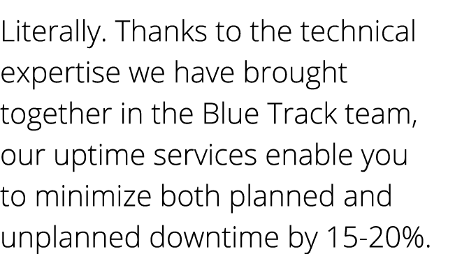 Literally. Thanks to the technical expertise we have brought together in the Blue Track team, our uptime services ena...