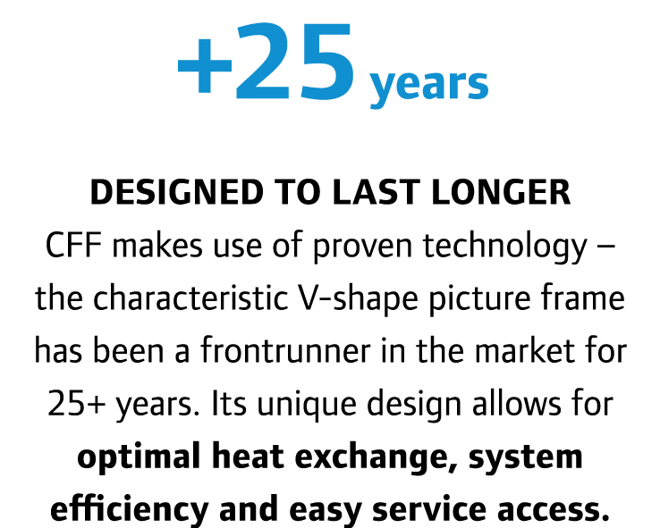 +25 years Designed to last longer CFF makes use of proven technology – the characteristic V-shape picture frame has b...
