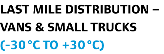 Last mile distribution – Vans & Small Trucks (-30°C to +30°C)