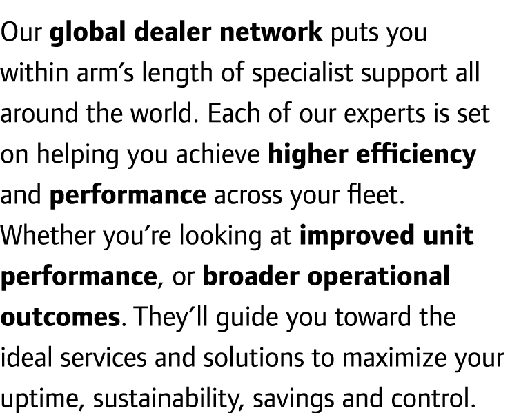 Our global dealer network puts you within arm’s length of specialist support all around the world. Each of our expert...