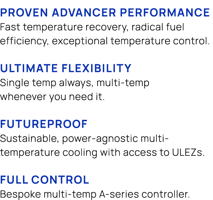 Proven ADVANCER PERFORMANCE Fast temperature recovery, radical fuel efficiency, exceptional temperature control. ULTI...