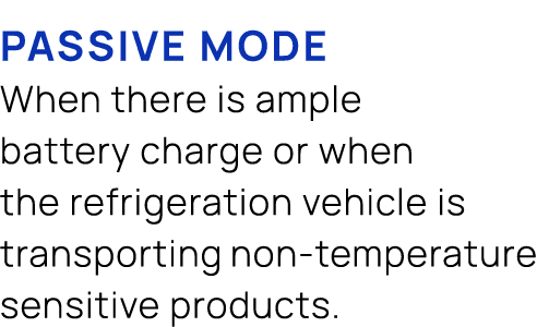  Passive mode When there is ample battery charge or when the refrigeration vehicle is transporting non temperature se...