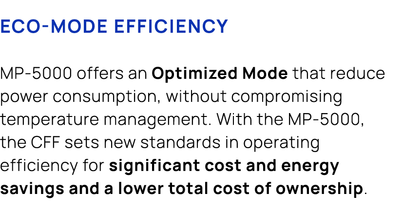 Eco mode efficiency MP 5000 offers an Optimized Mode that reduce power consumption, without compromising temperature ...